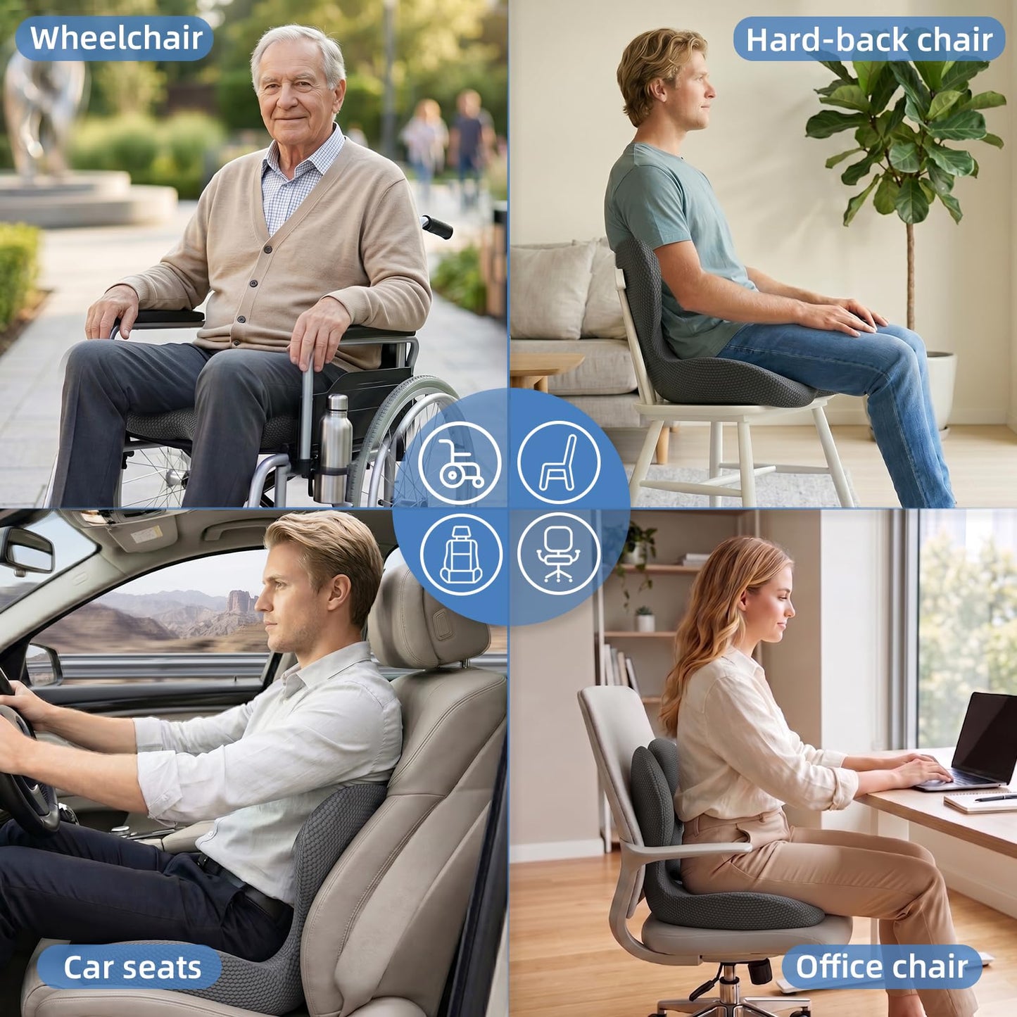 Ergonomic Memory Foam Seat Cushion with Lumbar Support
