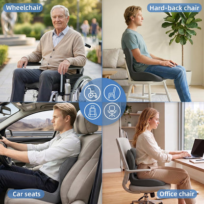 Ergonomic Memory Foam Seat Cushion with Lumbar Support