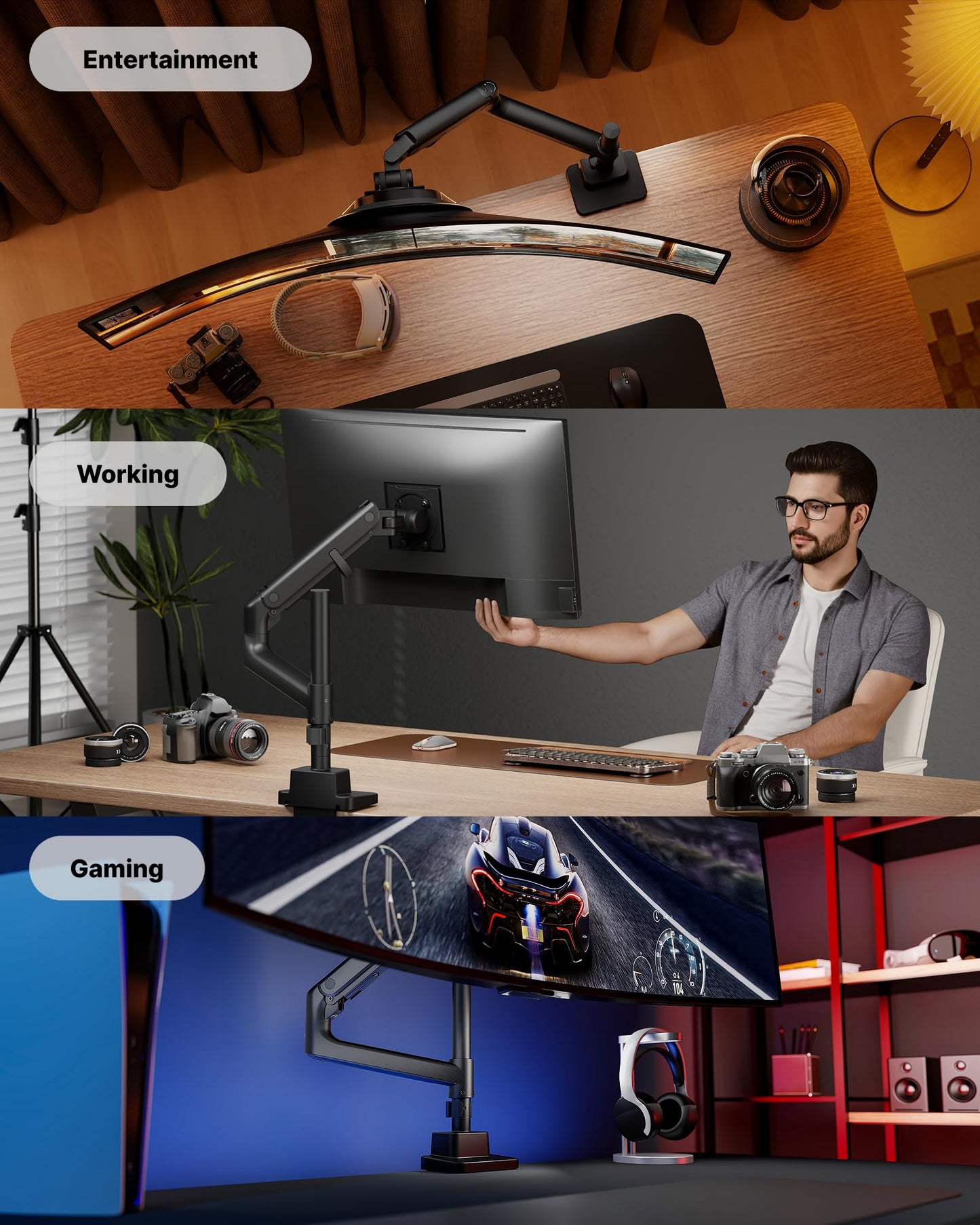 Heavy Duty Ultrawide Monitor Arm Desk Mount
