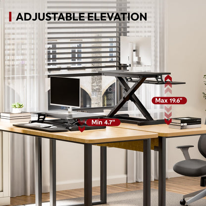 Height Adjustable Standing Desk Converter with Keyboard Tray