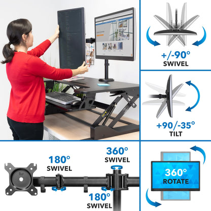 Dual Monitor Standing Desk Converter with Adjustable Lift