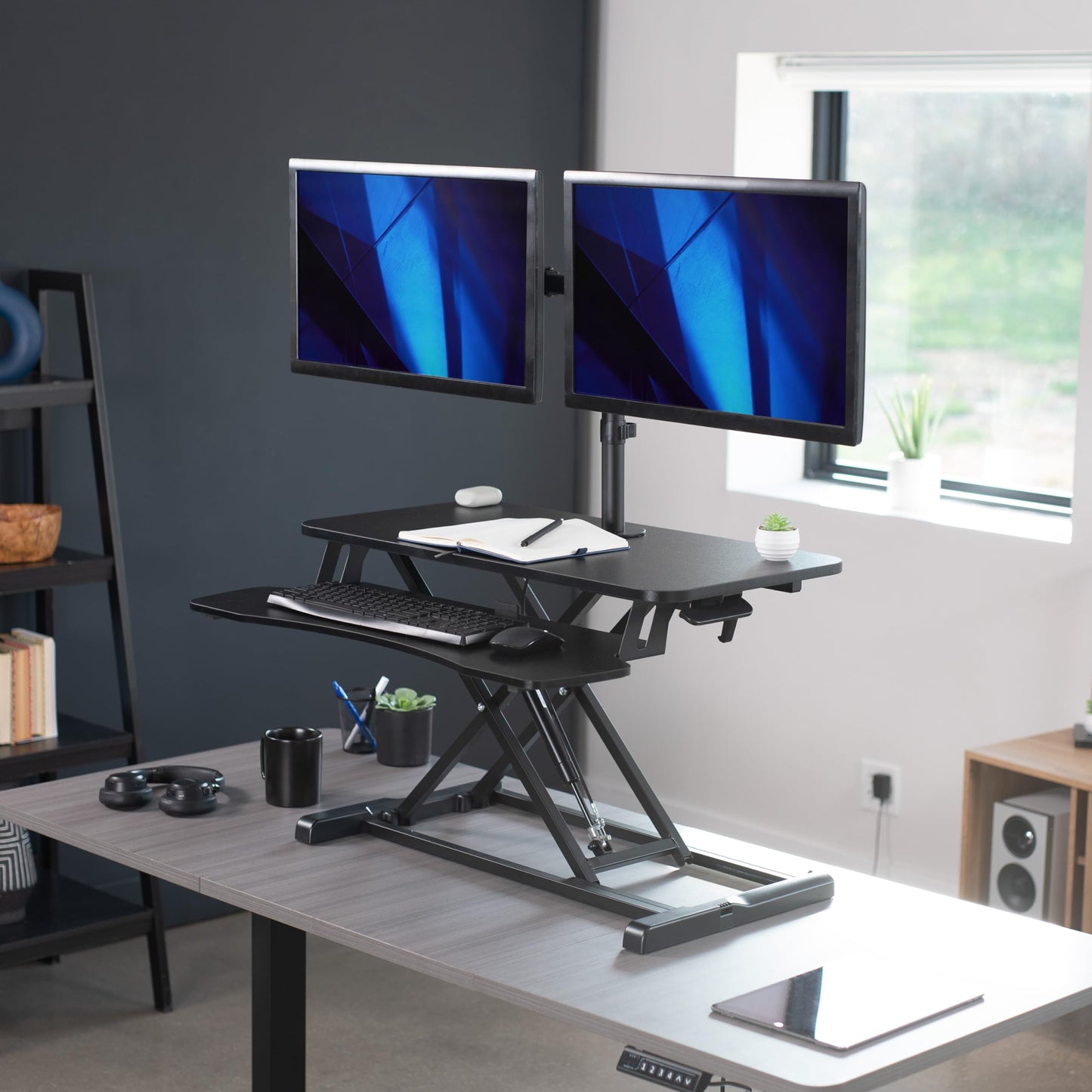 Height Adjustable Standing Desk Converter with Monitor Stand