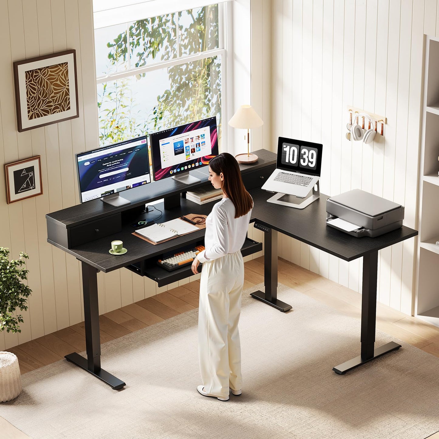 Reversible L Shaped Electric Standing Desk