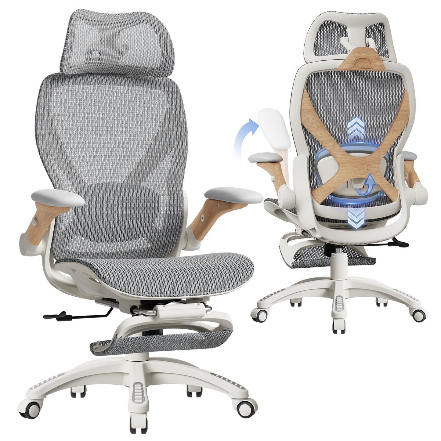 Ergonomic Mesh Office Chair with Footrest and Lumbar Support