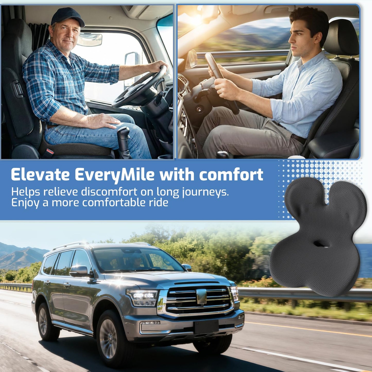 Ergonomic Memory Foam Seat Cushion with Lumbar Support