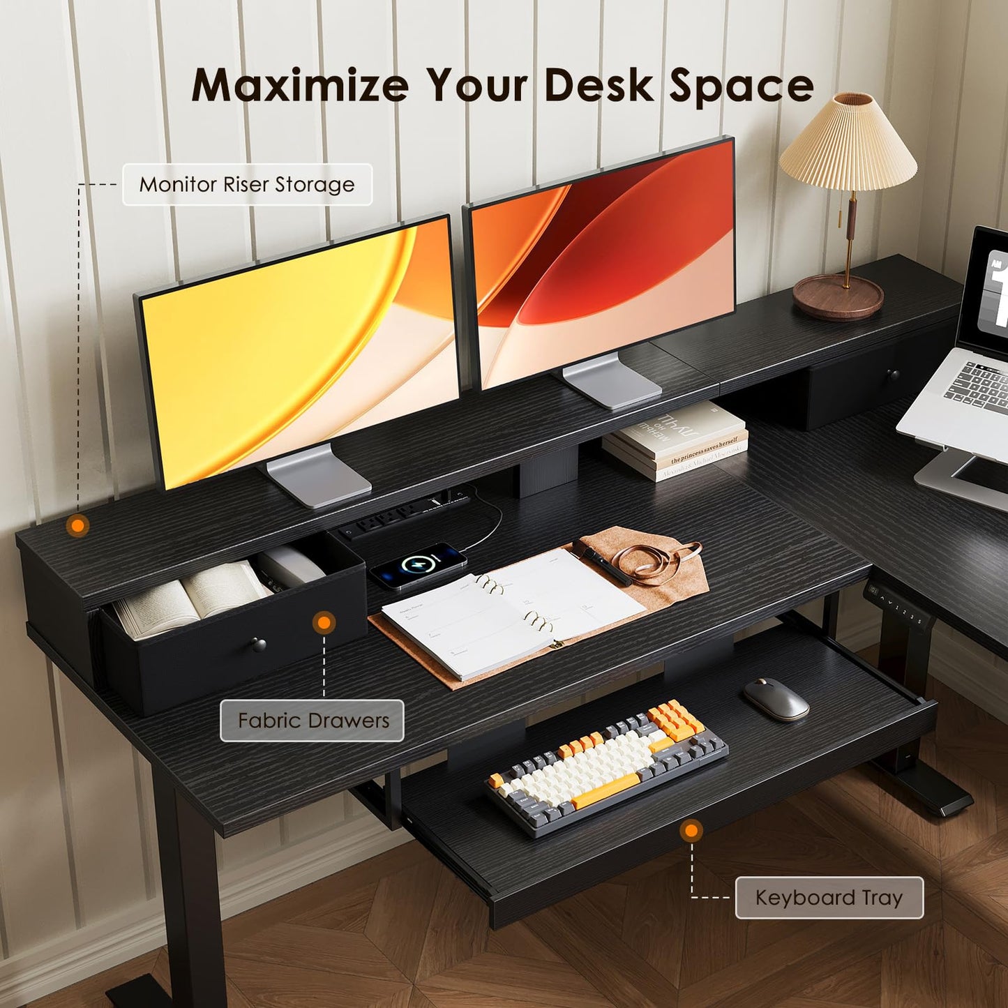 Reversible L Shaped Electric Standing Desk
