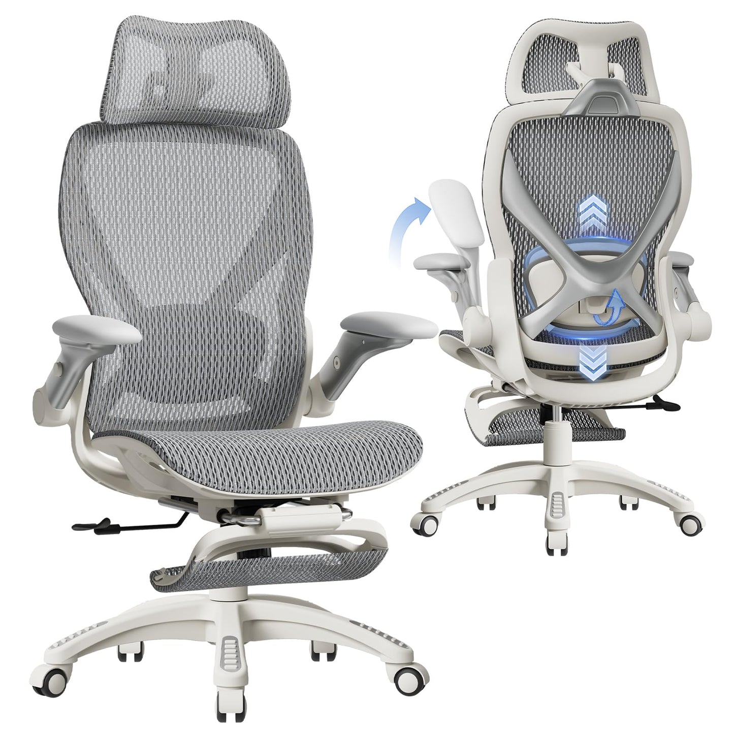 Ergonomic Mesh Office Chair with Footrest and Lumbar Support