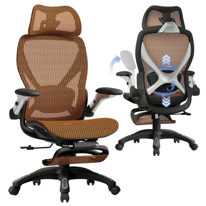 Ergonomic Mesh Office Chair with Footrest and Lumbar Support