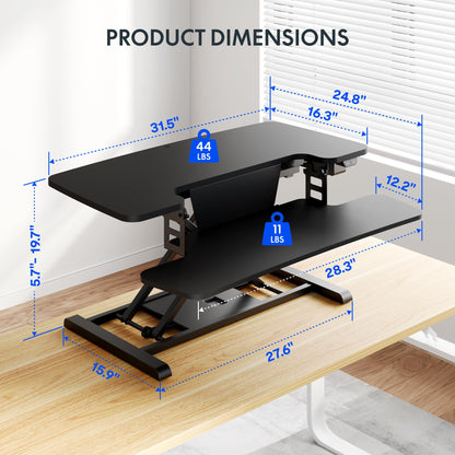 Motorized Standing Desk Riser with Keyboard Tray