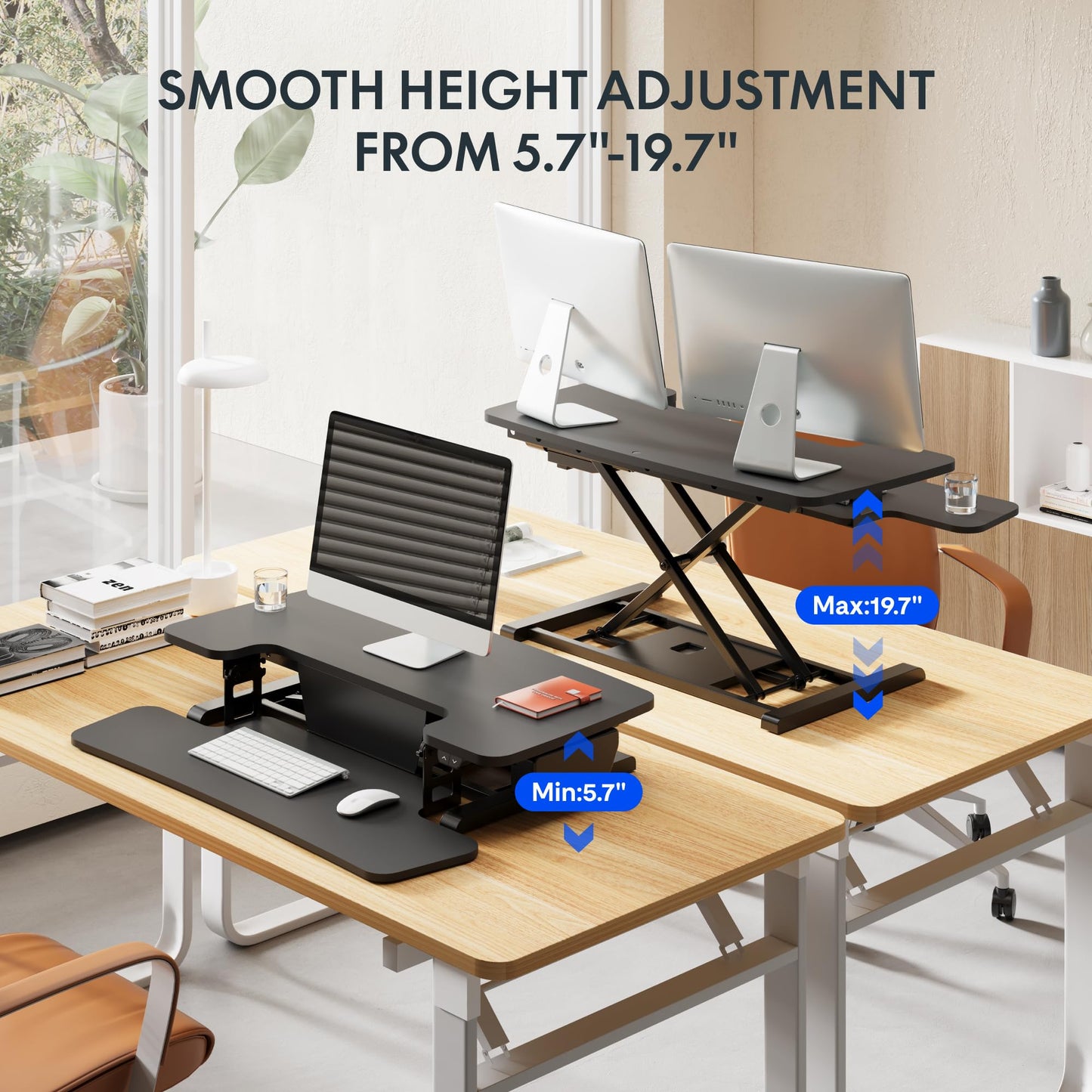 Motorized Standing Desk Riser with Keyboard Tray