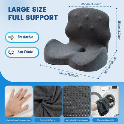 Memory Foam Seat Cushion for Back & Hip Support
