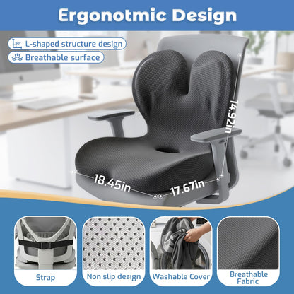 Ergonomic Memory Foam Seat Cushion with Lumbar Support