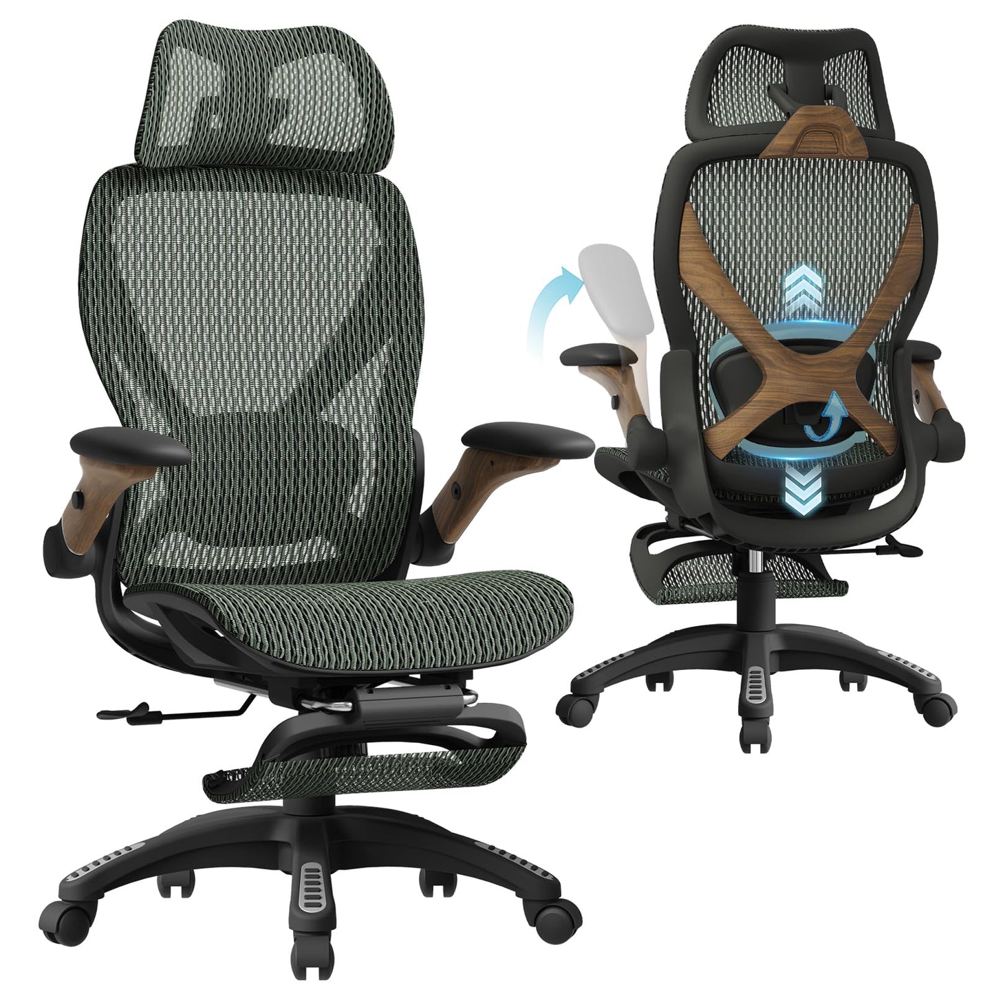 Ergonomic Mesh Office Chair with Footrest and Lumbar Support