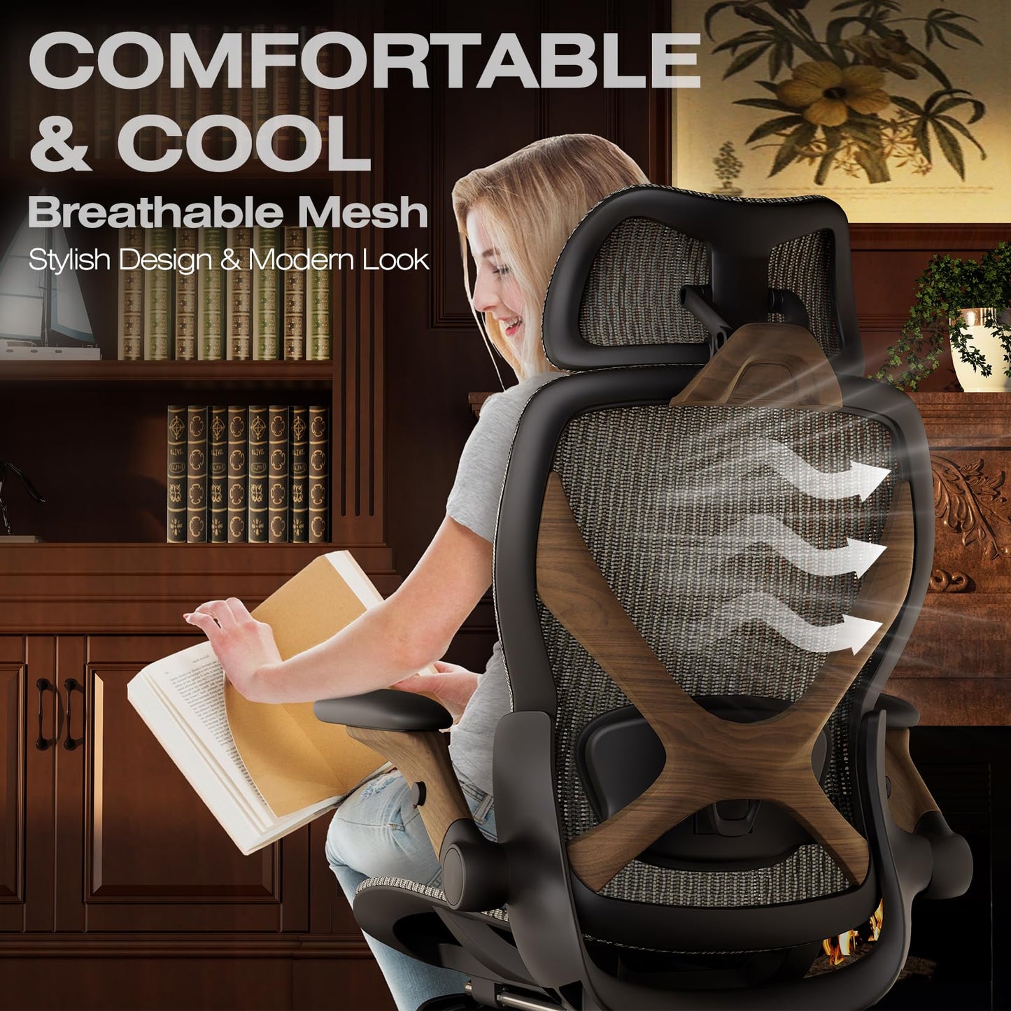 Ergonomic Mesh Office Chair with Footrest and Lumbar Support