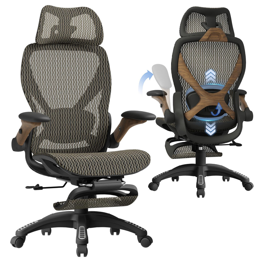 Ergonomic Mesh Office Chair with Footrest and Lumbar Support