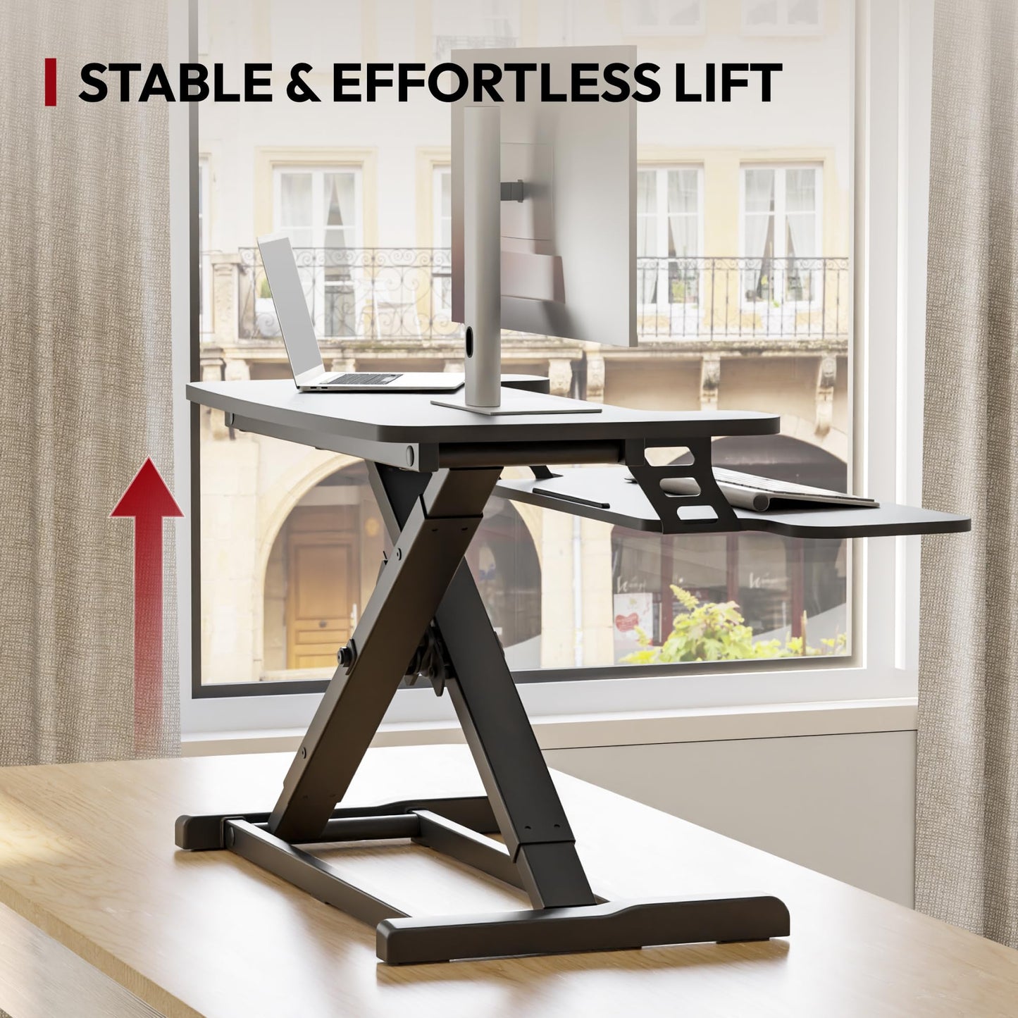 Height Adjustable Standing Desk Converter with Keyboard Tray