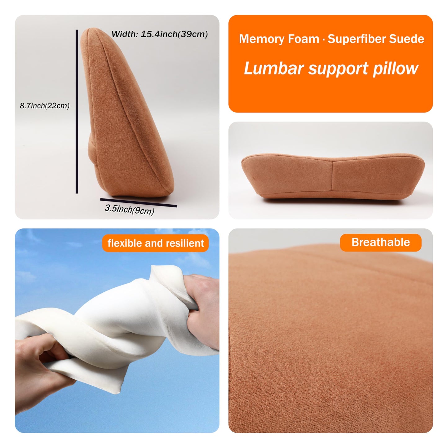 Memory Foam Lumbar Support Pillow for Office Chair