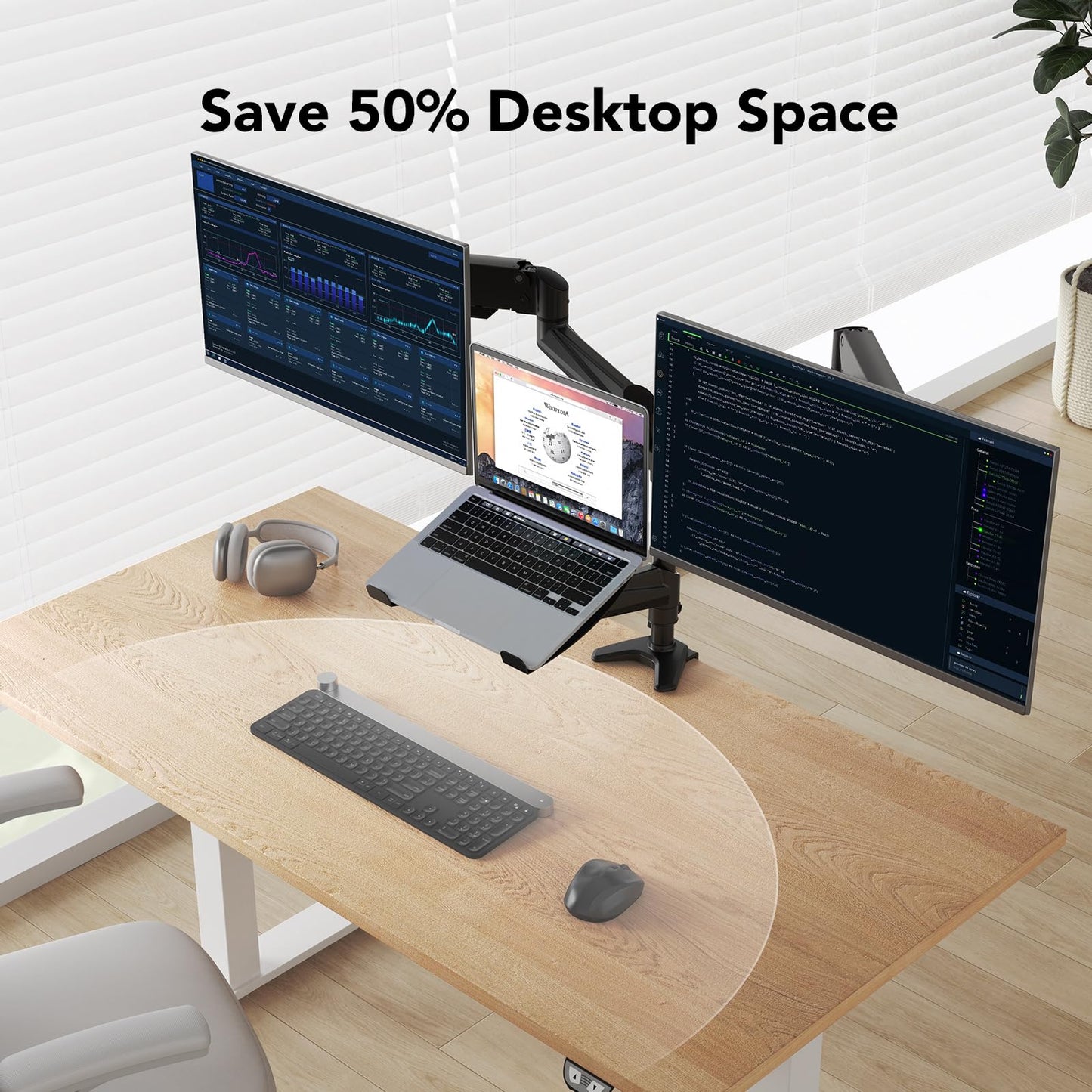 Dual Monitor and Laptop Desk Mount Stand