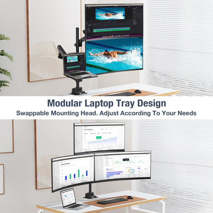 Laptop and Dual Monitor Arm Desk Mount