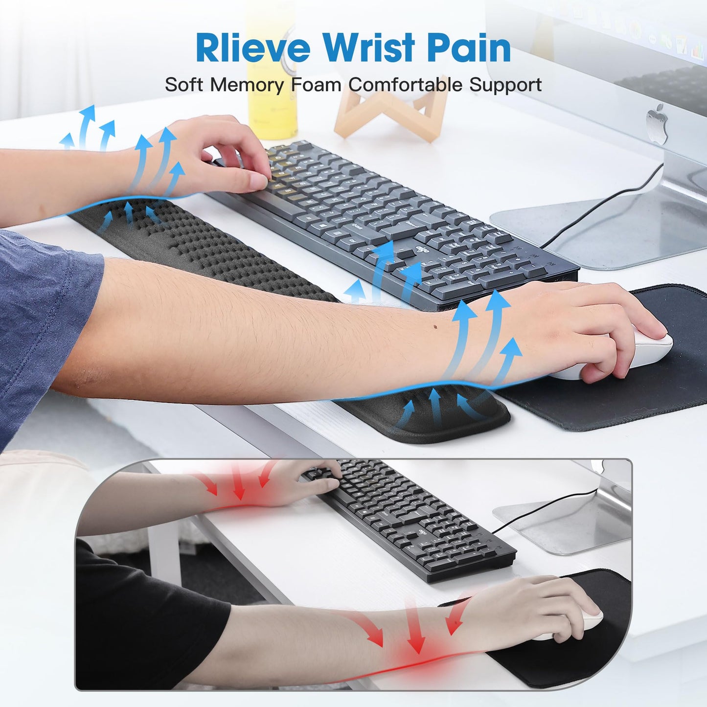 MEKASS Ergonomic Wrist Rest for Keyboard and Mouse