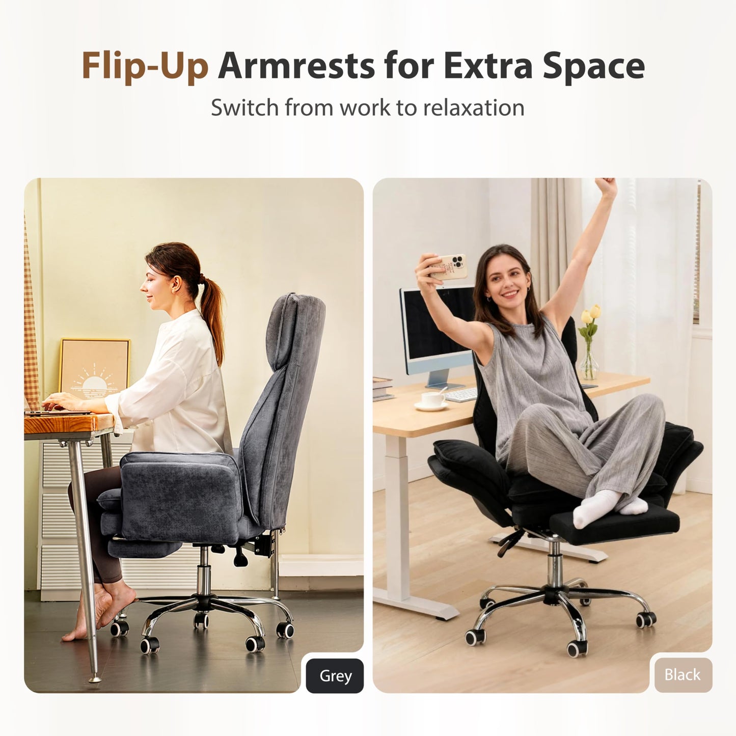 Big and Tall Ergonomic Office Chair with Flip Arms