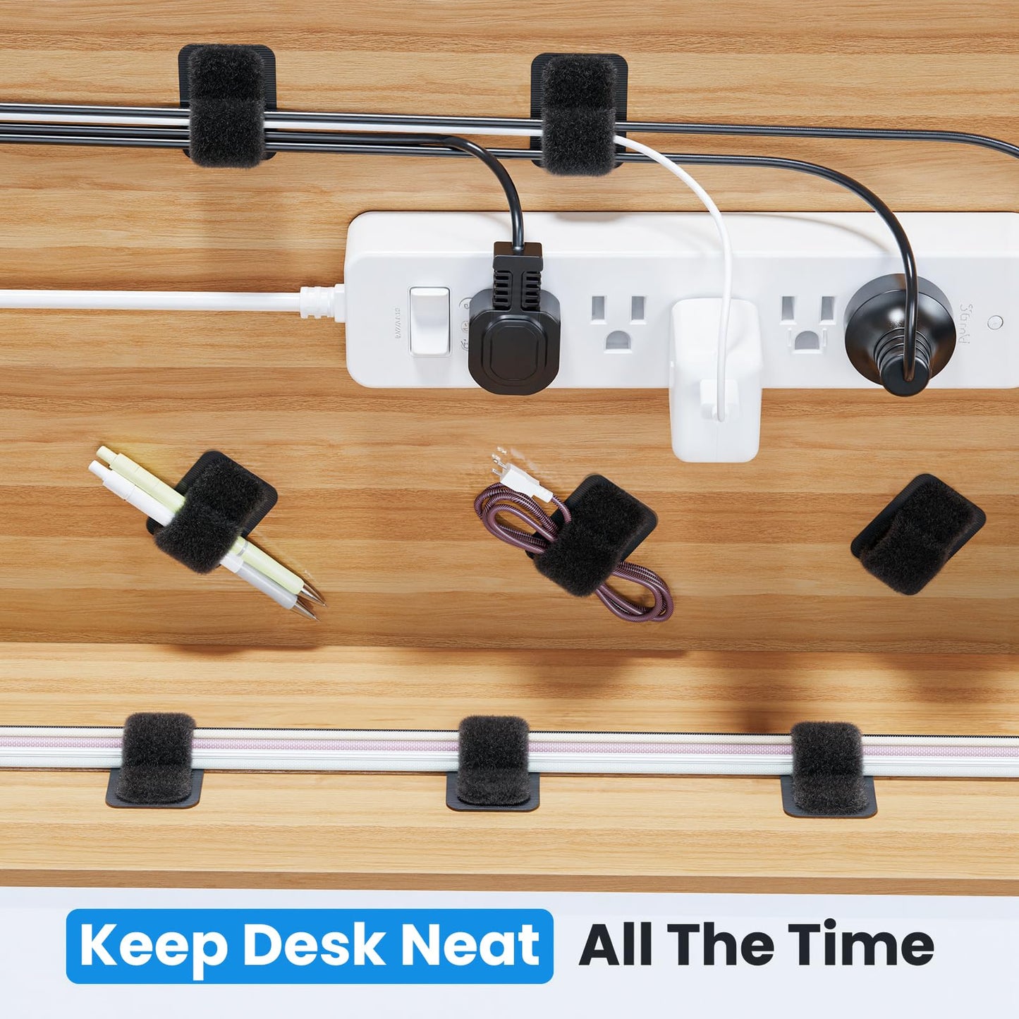 Under Desk Cable Management Organizer with Ties