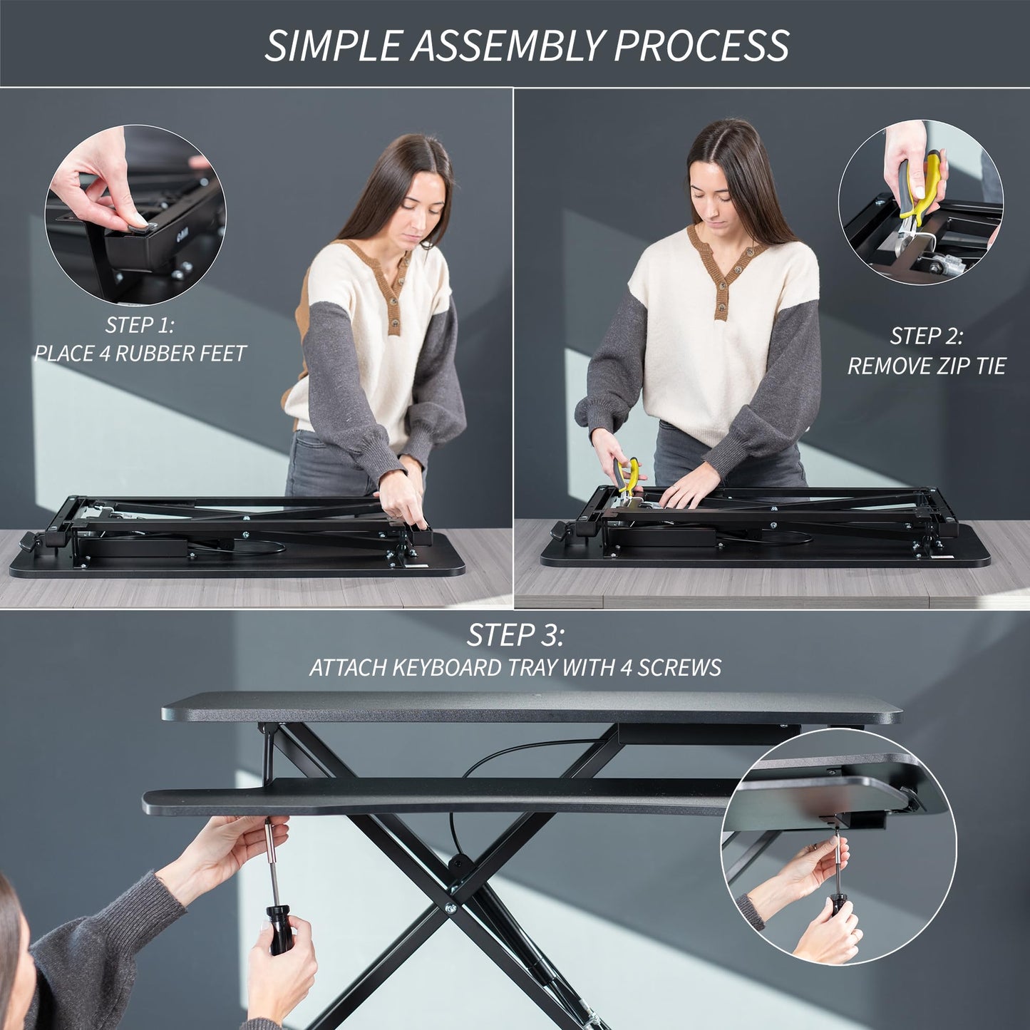 Height Adjustable Desk Converter with Dual Monitor Stand