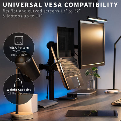 Single Monitor and Laptop Desk Mount Combo