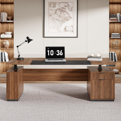 Electric Standing Desk with Storage Drawers and Cabinet