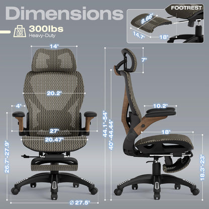 Ergonomic Mesh Office Chair with Footrest and Lumbar Support