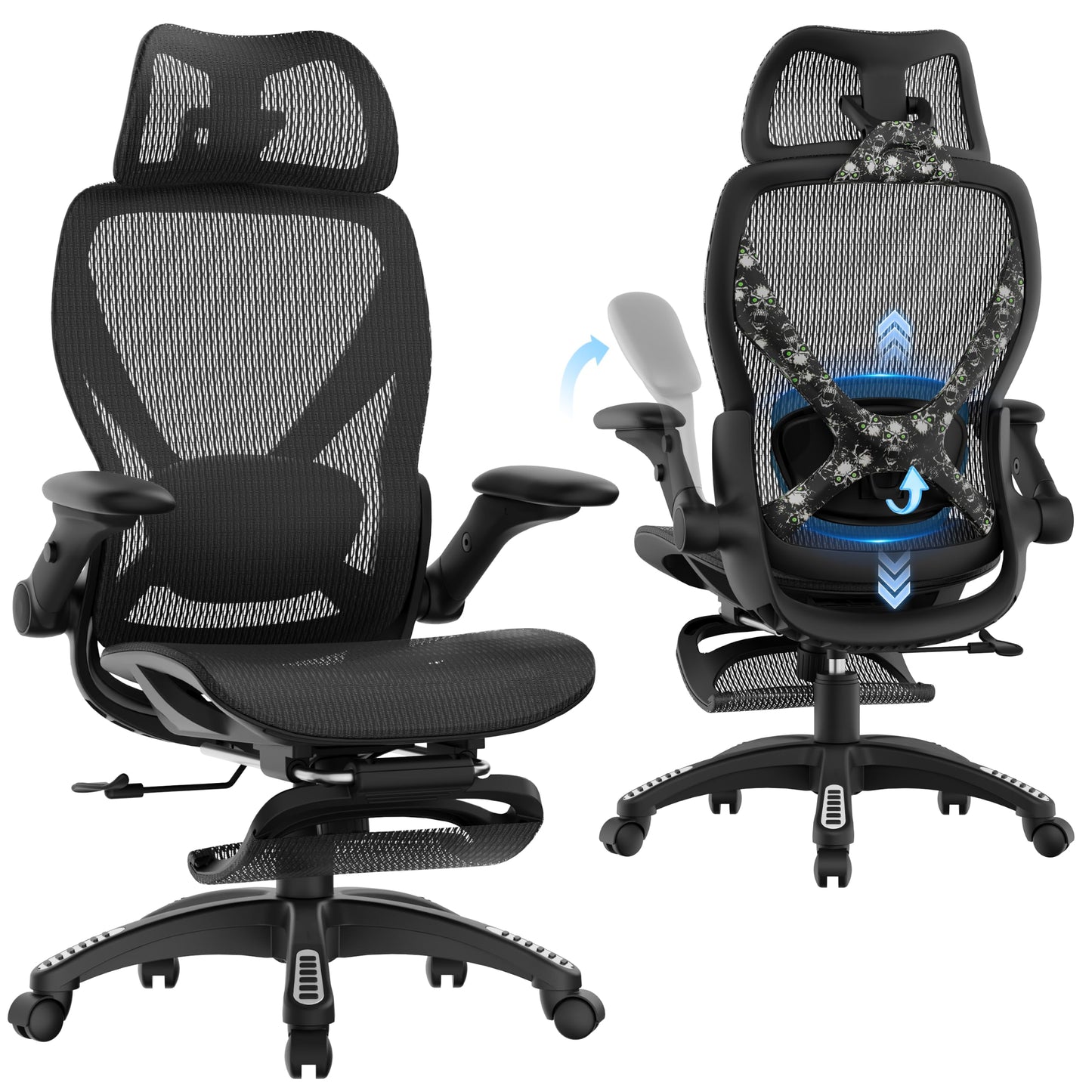 Ergonomic Mesh Office Chair with Footrest and Lumbar Support