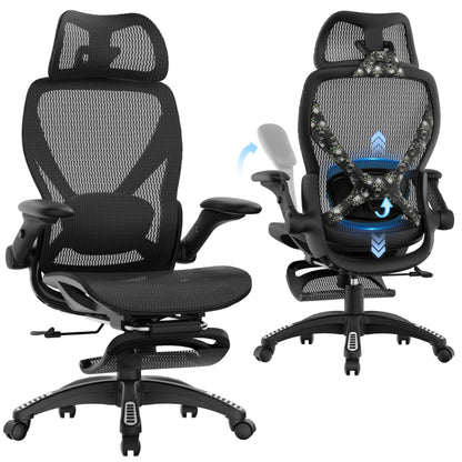 Ergonomic Mesh Office Chair with Footrest and Lumbar Support